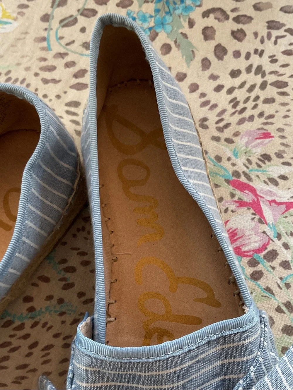 Sam Edelman Ciara Blue White Striped Bow Espadrilles